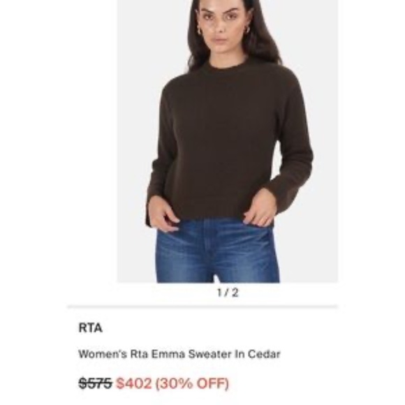 RTA Cedar Emma Cashmere Sweater Brown Large - Picture 9 of 15